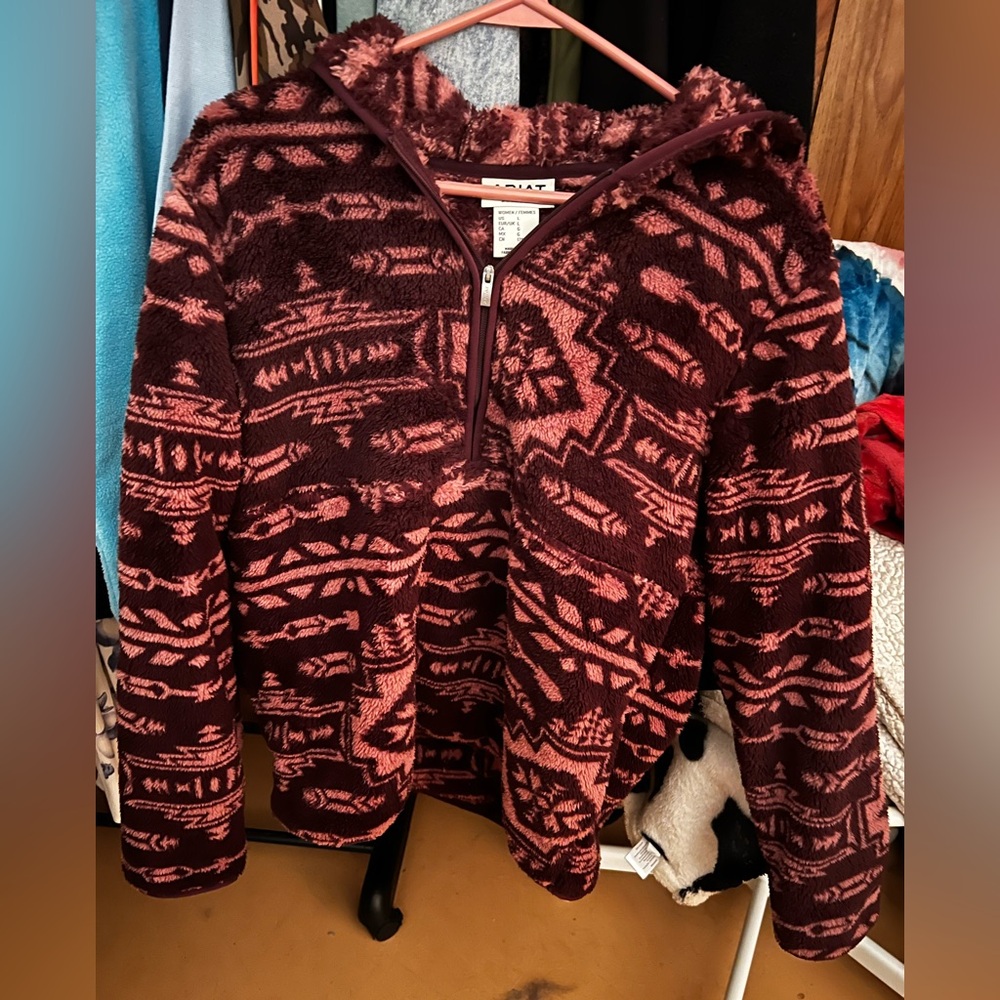 Ariat Maroon and Pink fleece pullover